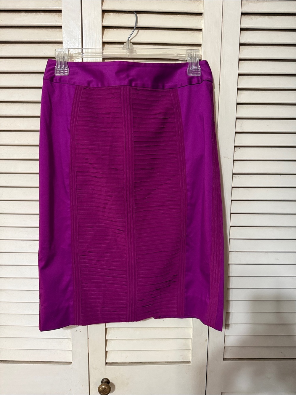 White House Black Market Magenta Ribbed Panel Pencil Skirt